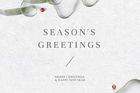 Season’s greetings message vector ribbon pattern