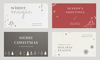 Christmas greeting template vector social media set
