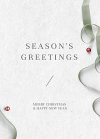 Season&rsquo;s greetings message psd ribbon pattern