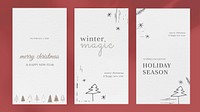 Christmas phone wallpaper background and social media story vector template set