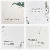 Minimal Christmas vector social media template set