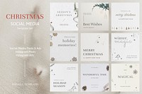 Editable Christmas vector template social media kit