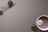 Psd pine cone and hot chocolate Christmas background