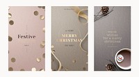 Christmas phone wallpaper background and social media story vector template set