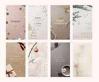 Christmas phone wallpaper background and social media story vector template set