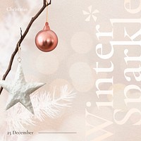 Winter sparkle Christmas decorated vector bokeh background