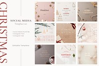 Editable Christmas vector template social media kit
