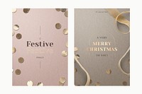 Christmas greeting card template vector set