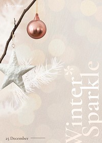 Winter sparkle Christmas decorated vector bokeh background