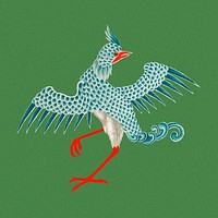 Oriental Chinese art psd bird design element