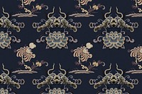 Psd Chinese flower pattern black oriental background