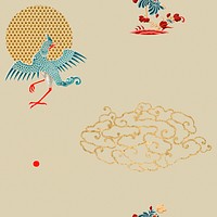 Chinese oriental cloud pattern beige background