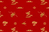 Psd gold Chinese flower pattern oriental background