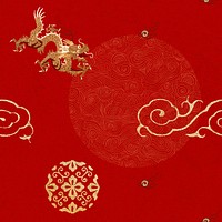 Oriental cloud pattern red Chinese background