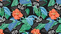 Vintage butterfly desktop wallpaper, floral pattern background, remix from The Naturalist's Miscellany by George Shaw