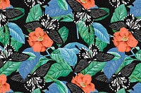 Vintage butterfly vector floral pattern, remix from The Naturalist's Miscellany by George Shaw