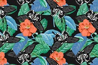 Vintage butterfly psd floral pattern, remix from The Naturalist&#39;s Miscellany by George Shaw