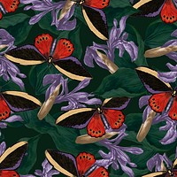 Seamless butterfly floral psd pattern, vintage remix from The Naturalist&#39;s Miscellany by George Shaw