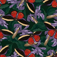 Seamless butterfly floral psd pattern, vintage remix from The Naturalist's Miscellany by George Shaw