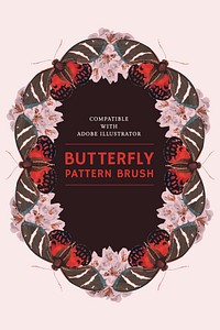 Vintage butterfly pattern brush vector, remix from The Naturalist's Miscellany by George Shaw