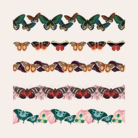 Vintage butterfly pattern brush vector, remix from The Naturalist's Miscellany by George Shaw