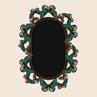 Vintage butterfly pattern green frame, remix from The Naturalist's Miscellany by George Shaw