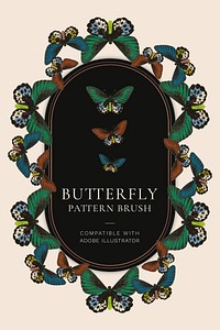 Vintage butterfly pattern brush vector, remix from The Naturalist's Miscellany by George Shaw