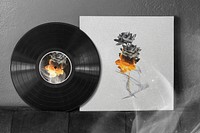 Retro black vinyl cover mockup psd