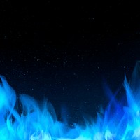 Burning blue fire flame psd border frame