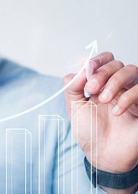 Businessman giving a bar chart presentation using a high technology digital pen