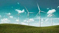 Wind turbines creating renewable energy background