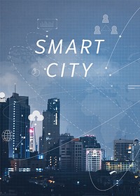 Smart city technology psd editable social media design template