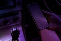 Digital mobile screen mockup in a smart electric car