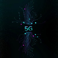 Particle data dots vector 5G futuristic technology black background