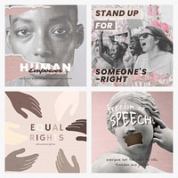 Black Lives Matter psd and Human Rights campaign colorful promotional poster set
