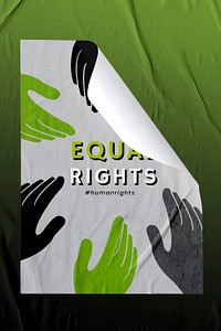 &#39;Equal Rights&#39; psd social movement crinkled poster on the wall mockup