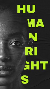 Human rights black model closeup black social campaign banner