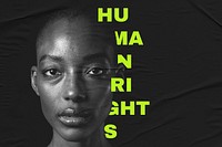 Black woman closeup psd human rights background template