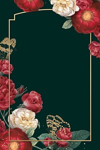 Elegant valentine&#39;s flowers vector frame watercolor on green background