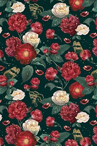 Classic romantic red roses floral pattern watercolor illustration