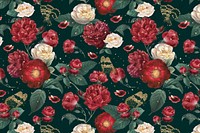 Classic romantic red roses floral pattern watercolor illustration