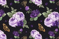 Classic purple peony psd flowers vintage illustration