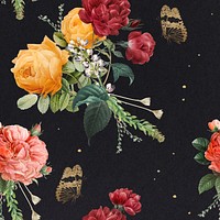 Vintage colorful roses pattern psd background