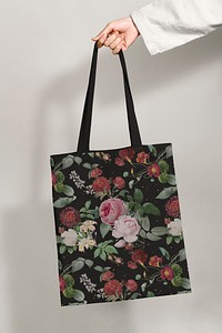 Classic floral tote bag apparel mockup