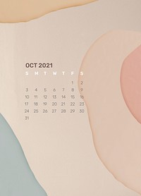 Calendar 2021 October printable agenda abstract background