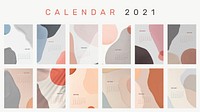 Calendar 2021 printable template psd monthly set  abstract background