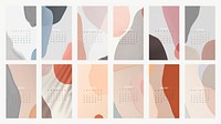 2021 calendar printable template vector set abstract background