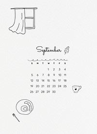 September 2021 printable templatevector month cute doodle drawing