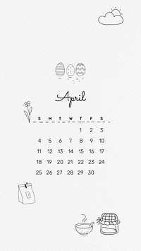 April 2021 mobile wallpaper vector template cute doodle drawing