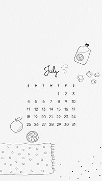 July 2021 mobile wallpaper vector template cute doodle drawing